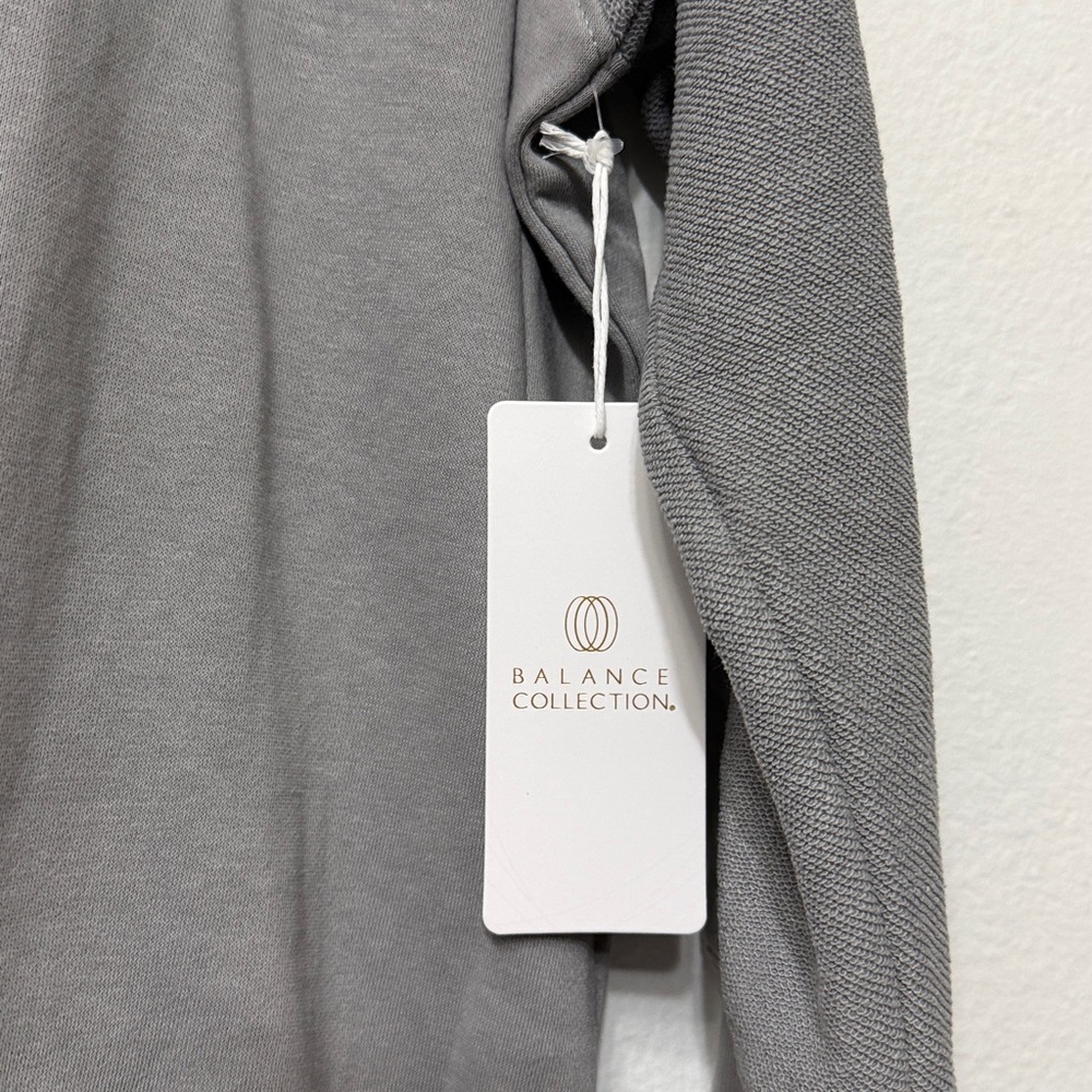 Balance Collection Grey Mixed Media Waffle Panel Crewneck Sweatshirt NWT Size L - Picture 6 of 8